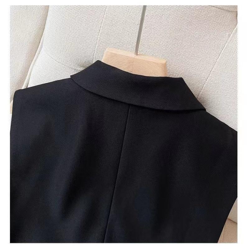 Moda Damska Czarna Kamizelka Wiosna Jesień Bez Rękawów Kamizelka Slim Fit Casual Odzież Wierzchnia Top w Stylu Koreańskim