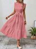 Women's summer new fashion fungus edge flying sleeves lace-up textured dress