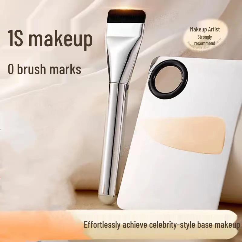3-Piece Foundation Set: Flat Foundation Brush, Spatula, and Color Mixing Palette Ring