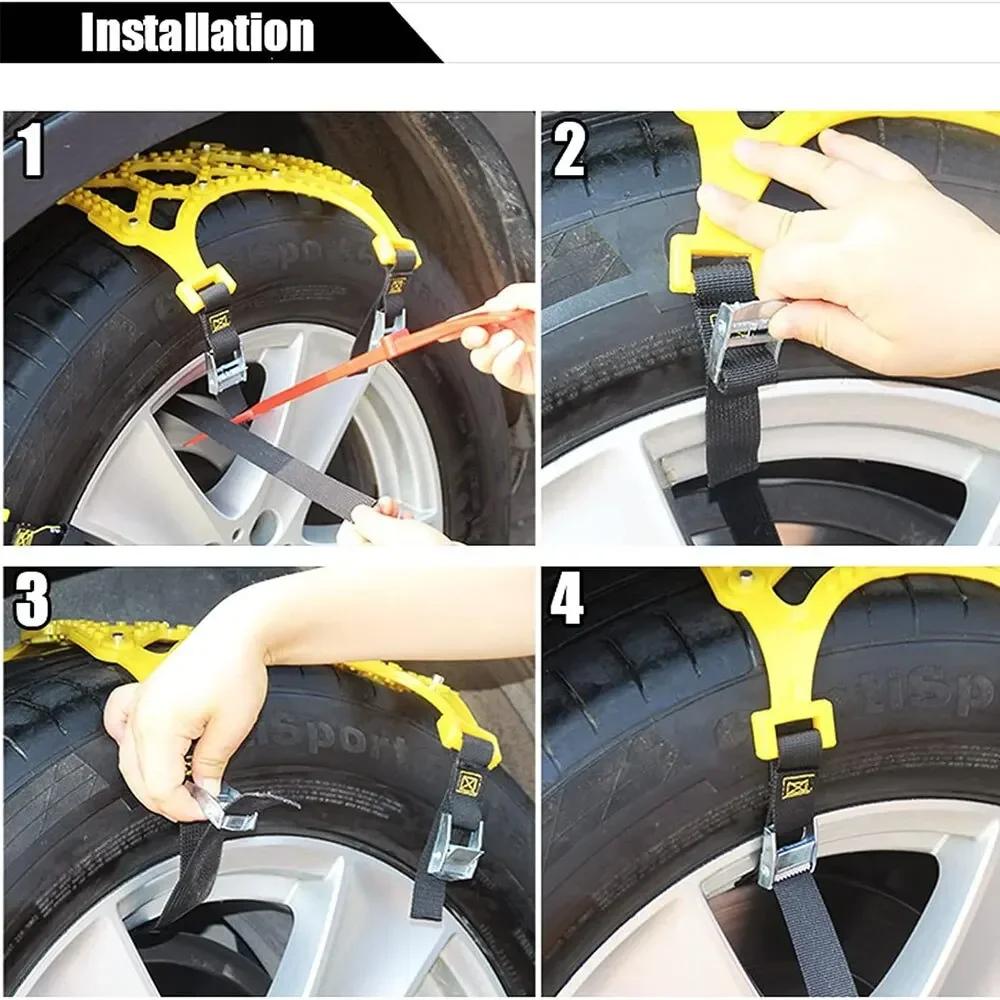 3pcs Car Snow Tire Chains Mud Tyre Wheels Thick Anti-Skid Belt For Car/SUV/Truck Portable Easy to Mount Emergency Traction