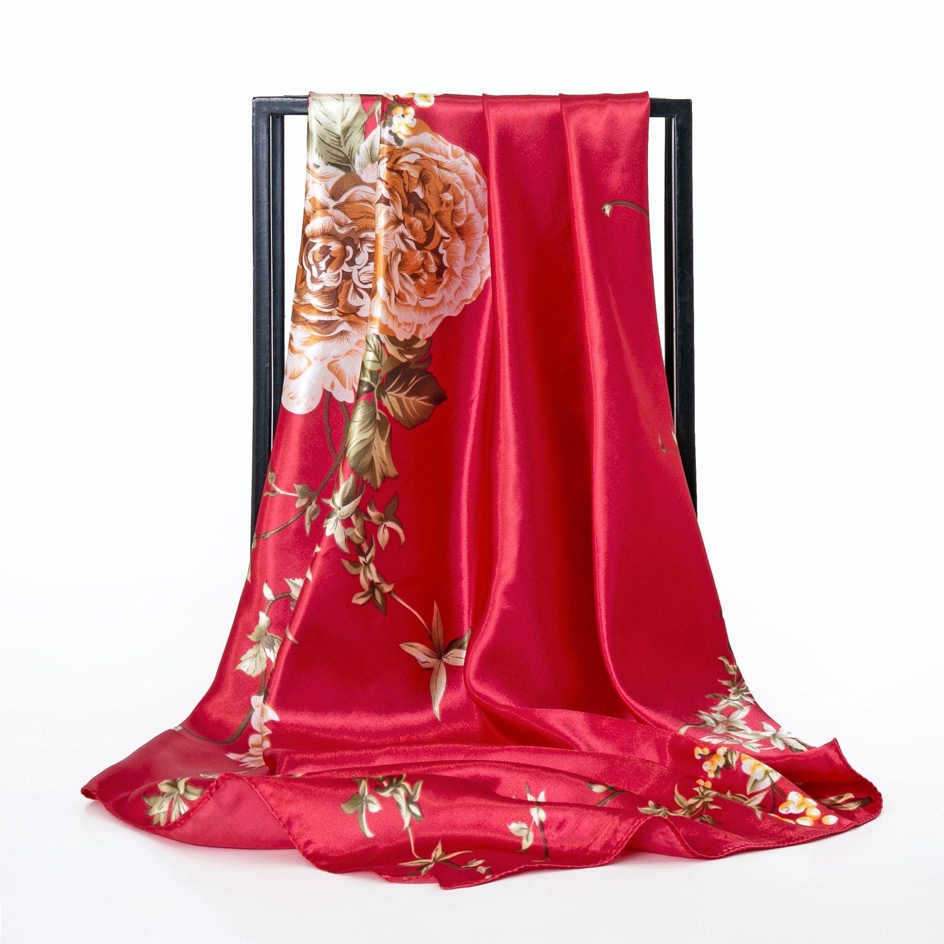 

Весна/лето Новый женский шелковый шарф 90 * 90 см Имитация шелкового твила квадратный шарф Модный принт большой квадратный шарф профессиональный шарф 90*90