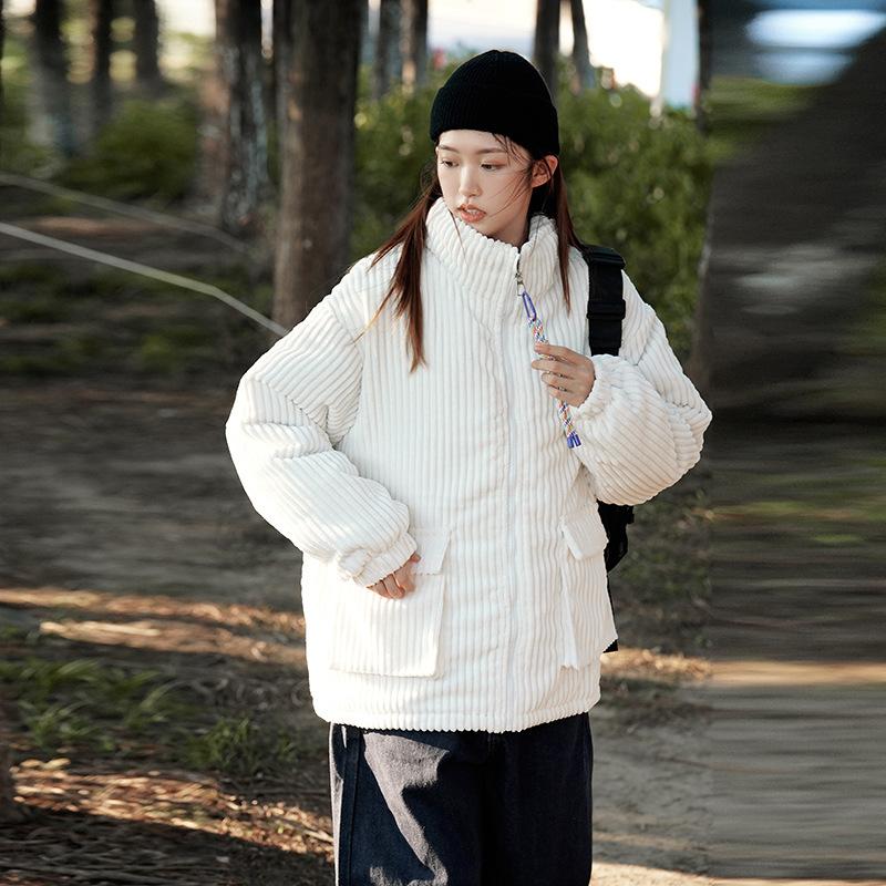 

2025 Lazy Style Couple Corduroy Jacket Fashionable Loose and Versatile Cotton Jacket Winter Plus Cotton Thickened Warm Cotton Clothes XXL брудно-білий