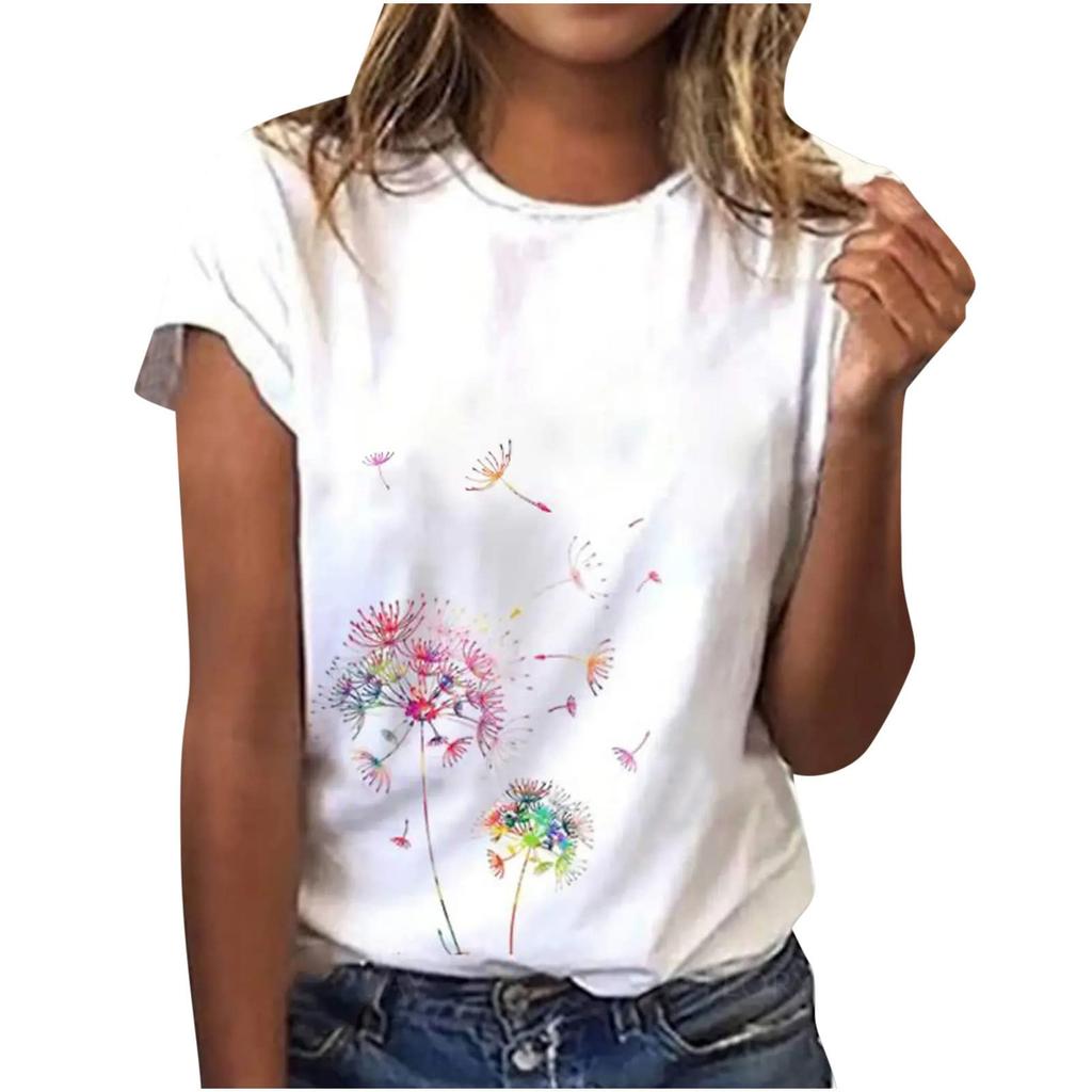 Women's T-Shirts Dandelion Flower 3D Printed Casual O-Neck Short Sleeve T Shirt Y2k Harajuku Tees Tops Female Pullover Clothing