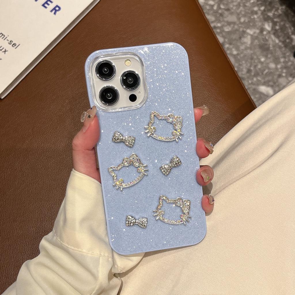 INS candy glitter IMD mobile phone case for Apple 16 rhinestone KT iPhone15promax protective case
