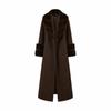 European and American retro woolen coat women's imitation fox hair lapel cuffs splicing light luxury temperament long coat