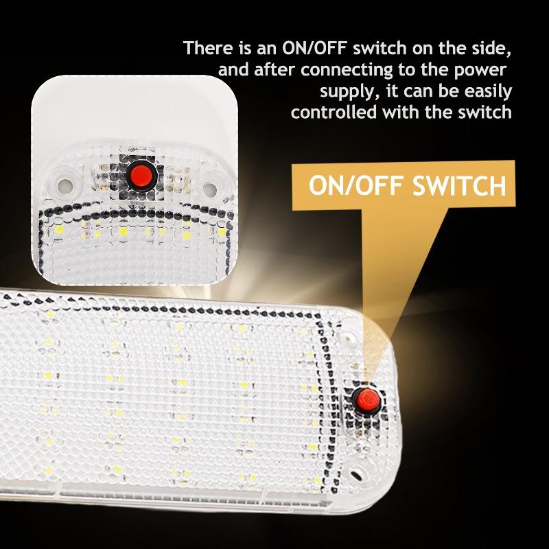 1pc Car Interior Led Light Bar White Light Tube with Switch for Van Truck RV Camper Boat Indoor Car Ceiling Lights Auto Parts