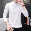 Men Fall Winter Bottoming Top High Collar Neck Protection Long Sleeves Stretchy Warm Pure Color Pullover Plus Size Daily Wear Shirt