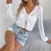 Early Autumn Casual Lace-up, Cut-out Long-sleeved Knitted Sweater, Cardigan for Women's Wear