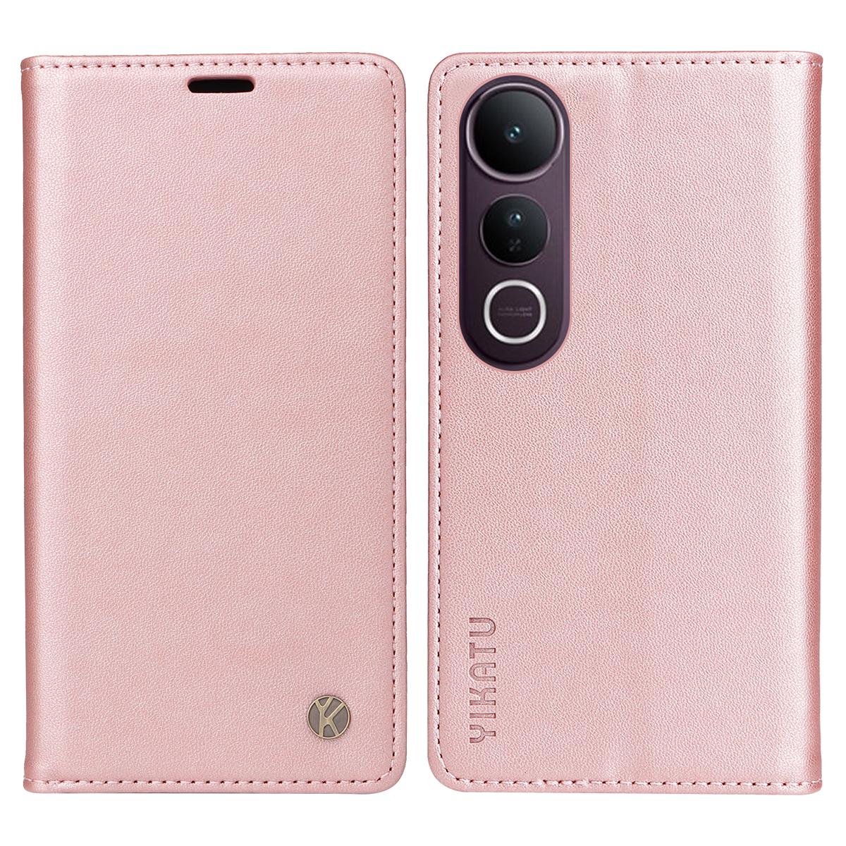 

Для vivo V50 Lite 5G Чохли для телефонів YIKATU Магнітна застібка PU шкіра Мобільна накладка Rose Gold