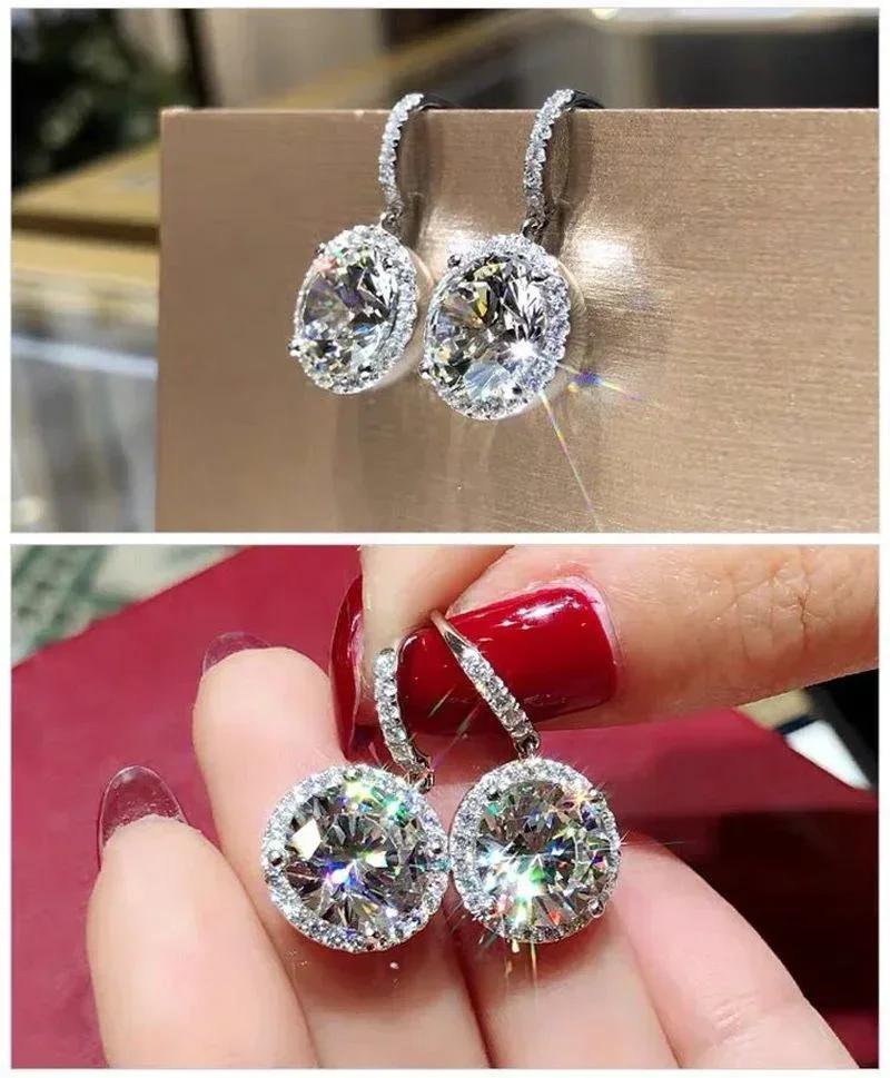 2026 Graceful Zircon Earrings for Female Dazzling Round Shape Crystal Delicate Gift Dainty Lady Bridal Wedding Accessories