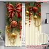 Set Of 2 Christmas Bow Tassel Curtains Design Privacy Protection Suitable Decoration Various Scenes Made Polyester