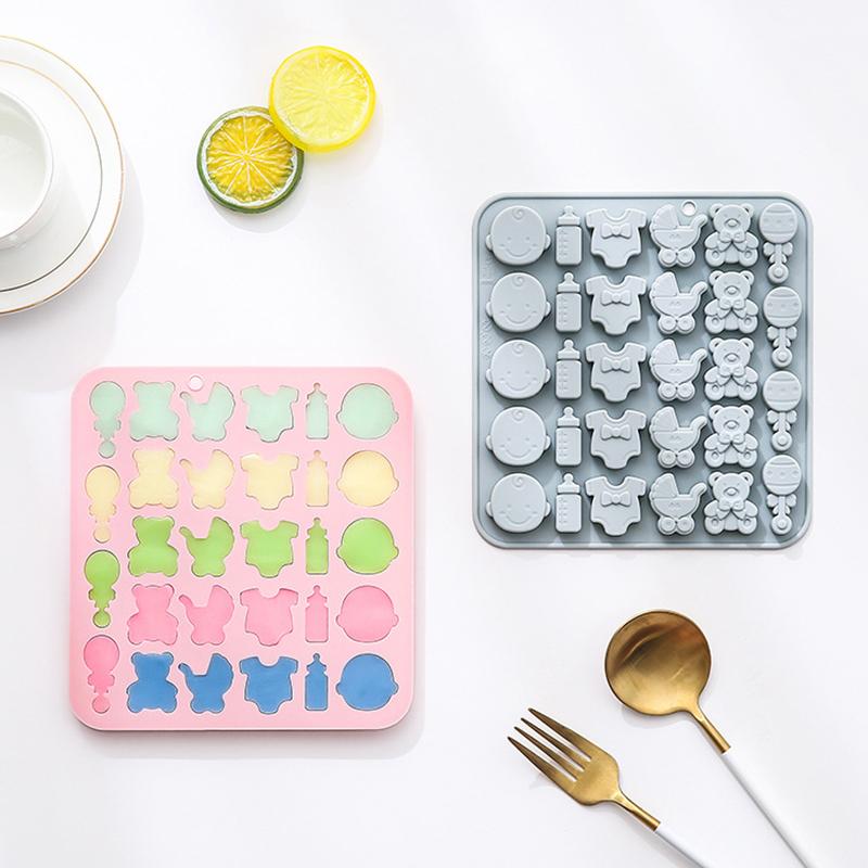 Baby Shower Chocolate Mold,Baby Onesie Silicone Mold Baby Bottle Cradles Mold,Bite Size Chocolate Candy Mold For Cake Cupcake