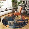 1pc Deer Pattern Office Round Rugs, Under Chair Round Rugs for Living Room, Bedroom, Bathroom Decoration Carpet 091828