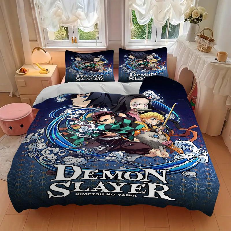 3pc Demon Slayer Bedding Set Guest Room Bedroom Decor Christmas Halloween Decor Gifts- All Seasons (No Insert)a1013067