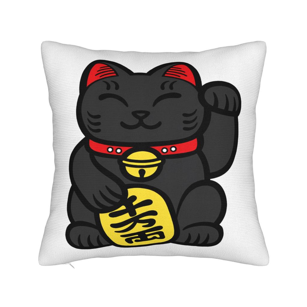 Lucky Cat Maneki Neko Pillow Case Novelty Pillow Cover Soft Pillowcases For Chair Sofa Home Decor