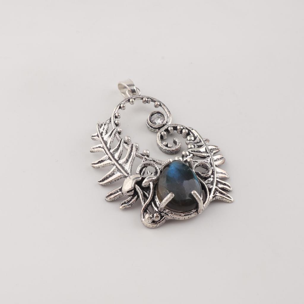 Natural Labradorite Gemstone 925 Sterling Silver Women Jewelry Designer Pendant 1.8" For Girlfriend CP-42-26