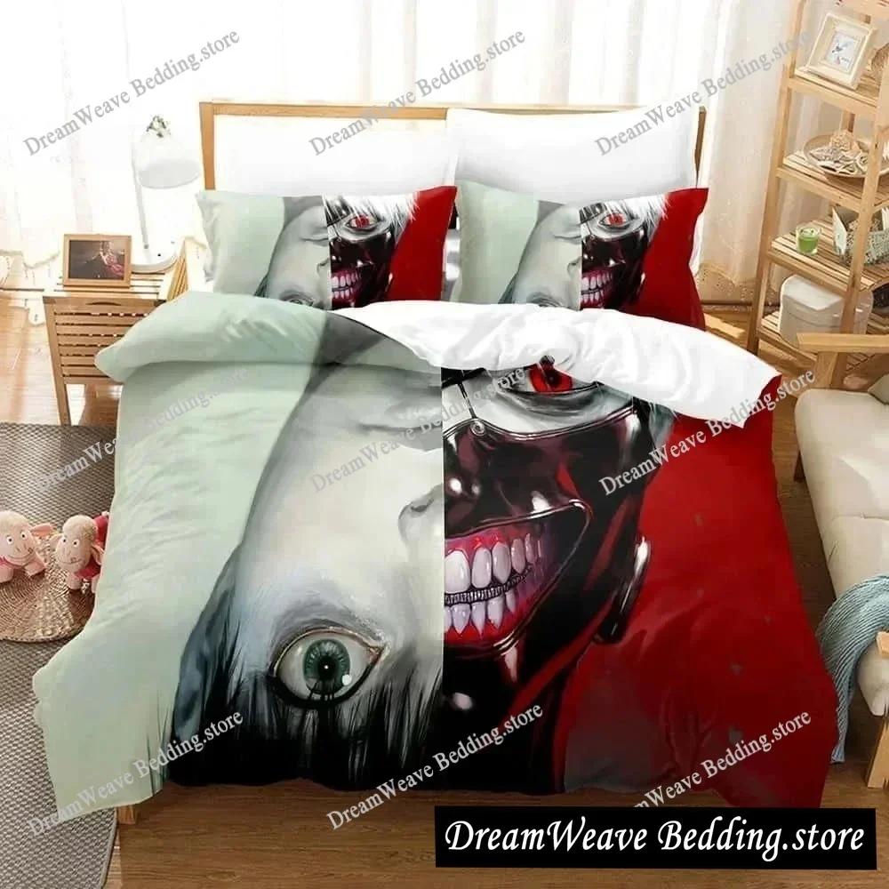 3D Print Anime Bed Sheet Set Tokyo Ghoul Bedding Set Single Twin Full Queen King Size Bed Set Aldult Kid Bedroom Quilt Cover963