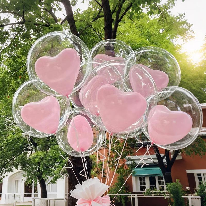 Love Bobo Balloon Set Heart Shaped Latex Balloon Transparent Bobo Balloon Proposal Birthday Shower Wedding Decoration Decoration