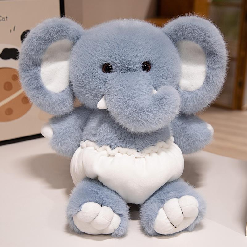 Cute Fluffy Dinosaur Elephant Plush Toy Cartoon Wear Pants Otter Stuffed Animal Plush Doll Gifts