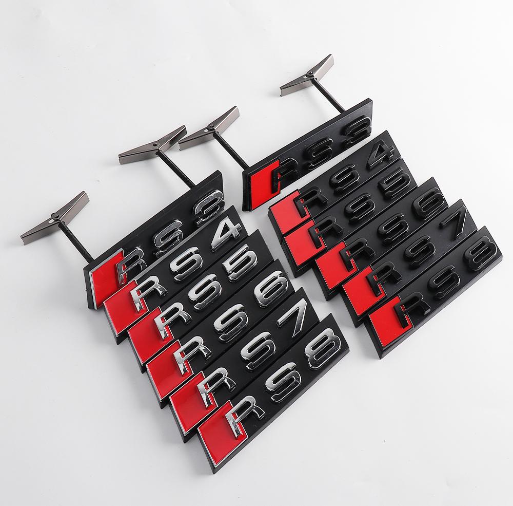 3D RS3 RS4 RS5 RS6 RS7 RS8 Badge Car Front Grille Emblem Auto Accessories For Audi Sline Quattro RS S TT A1 A2 A3 A4 A5 A6 A7 A8