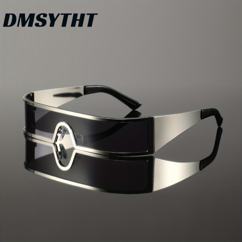 Non-polarized Vintage Trendy Design Small Frame Punk One-Piece Women Men Sunglasses Metal Frame Outdoor Driving Men Sun Eyeglasses