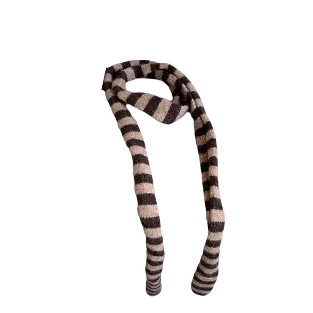 Harajuku Striped Scarf Collocation Clothing Accessories Knitted Shawl Long Narrow Scarves Winter