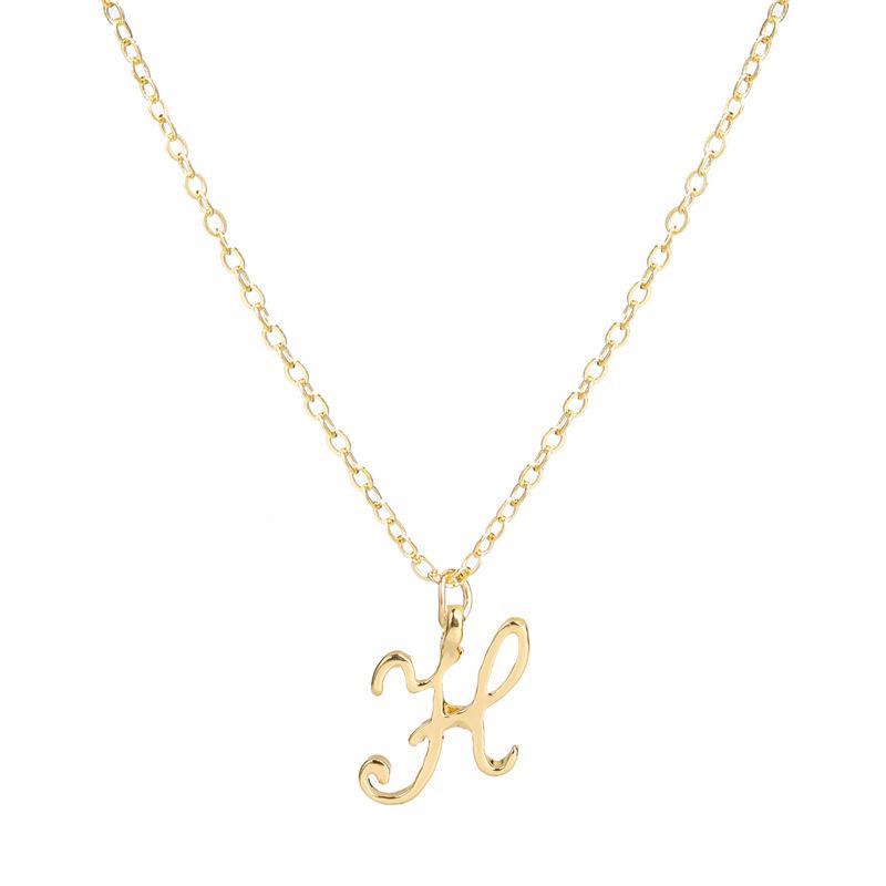 Elegant 26-Letter Uppercase Pendant Necklace: Simple and Fashionable European-American Clavicle Chain with Niche Design