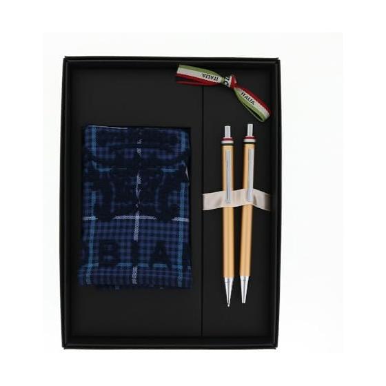 Orobianco Handkerchief Gift Set Men s Ballpoint Pen Mechanical Pencil 0.5mm Freccia Knock Type Champagne Gold CT