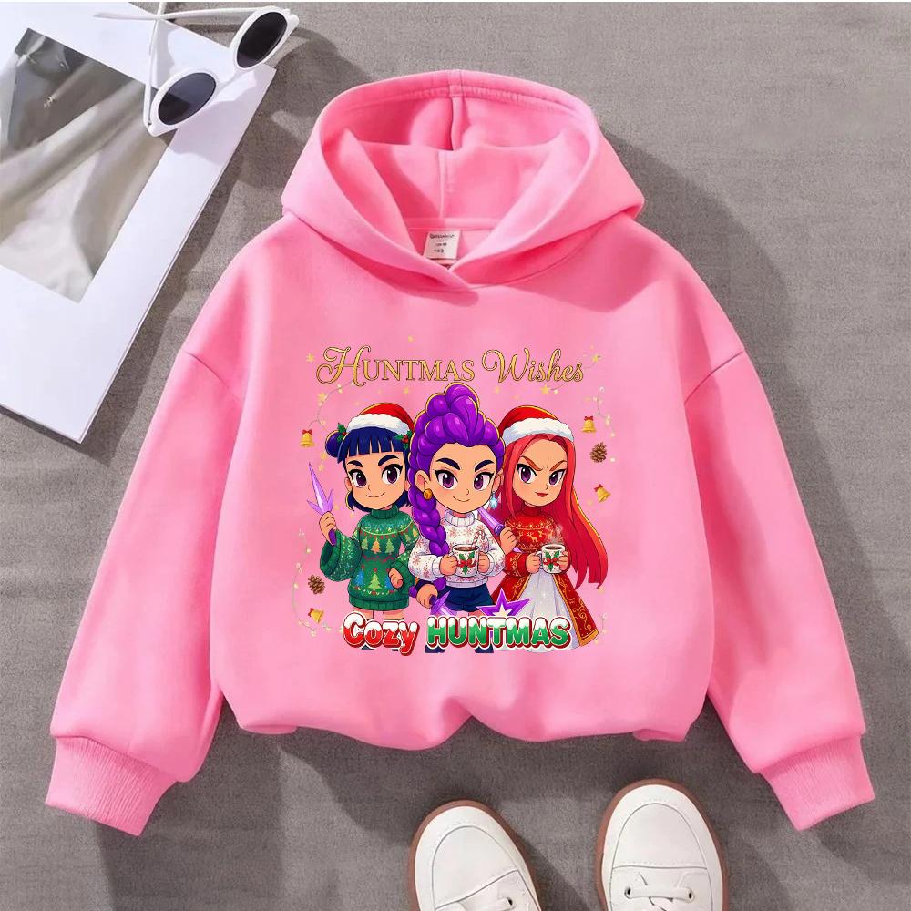 Comfortable Huntmas Children's Hoodie with Cute Christmas Characters and a "Huntmas Wishes" Designed Girls' Sweatshirt