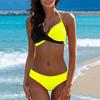 Women Sexy Swimwear Patchwork Halter Bikini Set Criss Cross Swimsuit Push-up Two Piece Bathing Suit