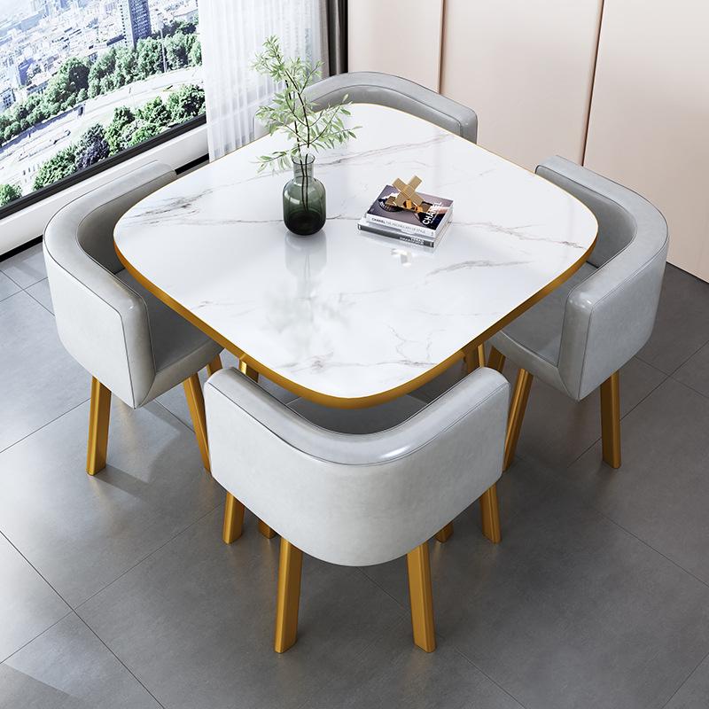Modern Reception & Meeting Table Set: Office & Leisure Round or Square Dining Table with Chairs.