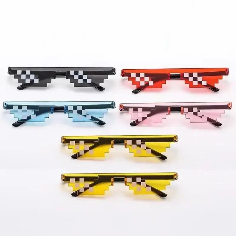 1PC Black mosaic sunglasses anime mischievous dark glasses mosaic pixel glasses disco funny toys