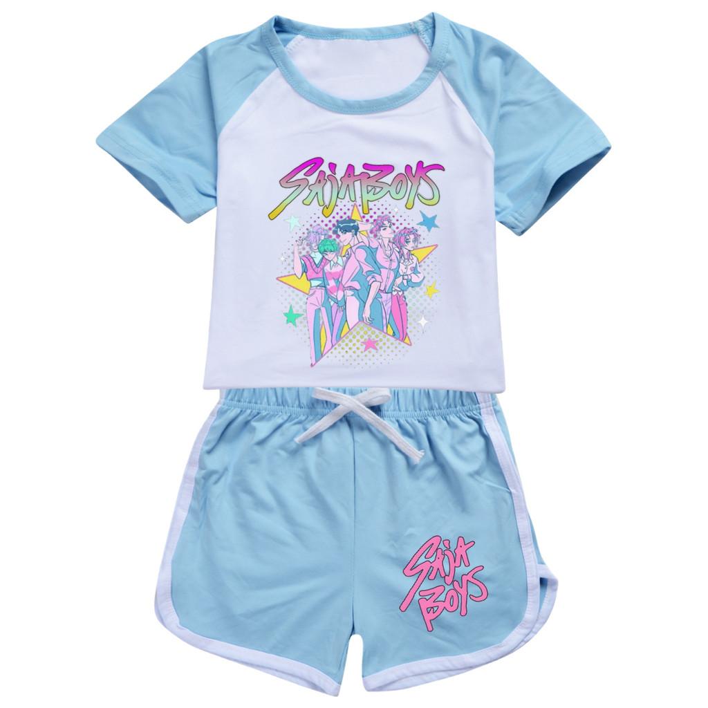 5054 Dětské Dívčí Sajaboys POP Rumi Zoey Mira Potisk Tričko Šortky Sportovní Tepláková souprava Oblečení Sada