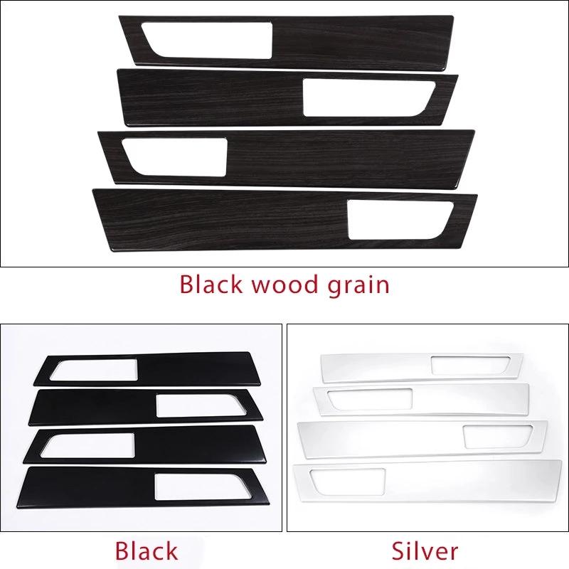 For Land Rover Discovery 4 LR4 2010-2016 ABS Black wood grain/Silver Car  Interior Door Handle Panel Cover Trim Car Accessories