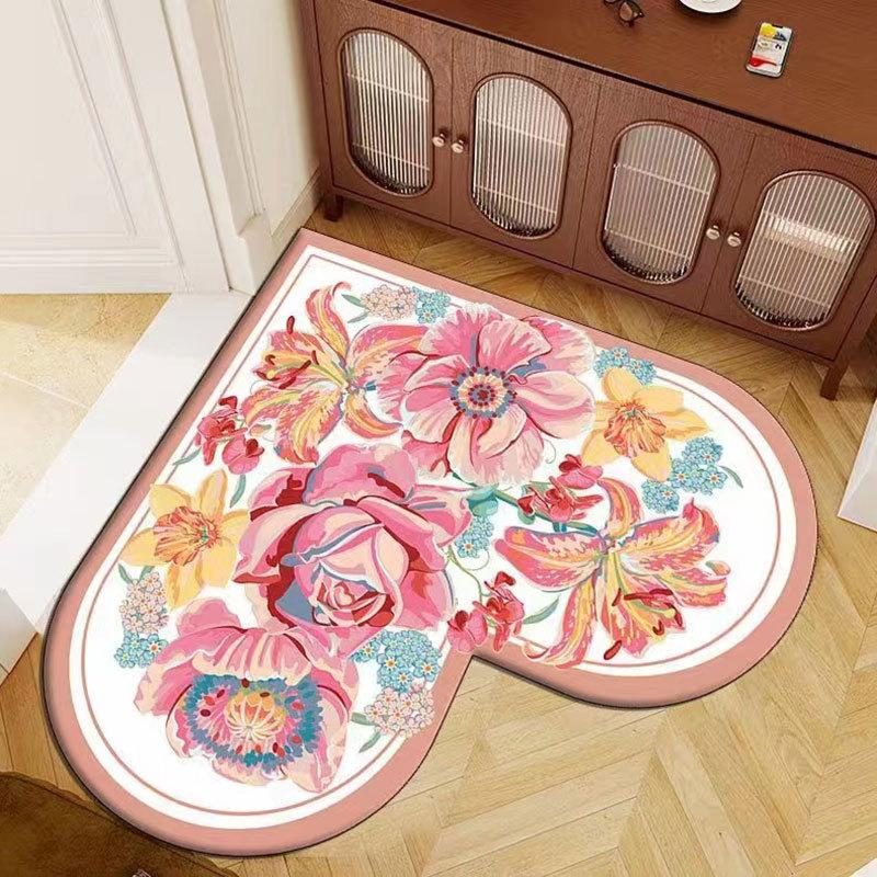 Love Shaped Entrance Door Mat Household Bathroom Entrance Non Slip Mat Decorative Floor Mat