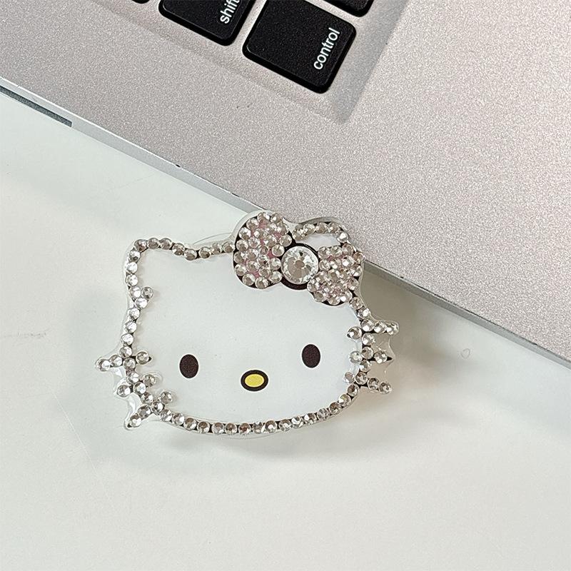 

Rhinestone Kt Cat Mobile Phone Airbag Bracket Paste Type Telescopic Girl Heart Gift Back Sticker Decoration Internet Celebrity Desktop Bracket
