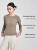 She Exhibition Women's Cotton Round Neck Long Sleeve T-shirt, 2025 Autumn/Winter Style Base Layer Top.