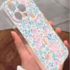Blue Crushed Flower Anti-Drop Clear Case for iPhone Pro Max 14, 15, 16, 17 Series