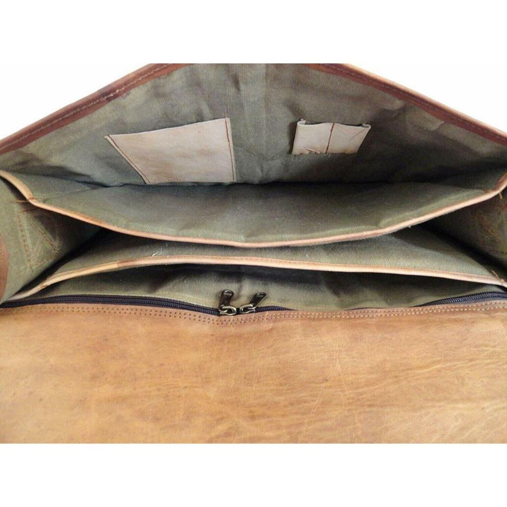 Vintage echtes Ziegenleder Herren Büro Laptop Messenger Umhängetasche