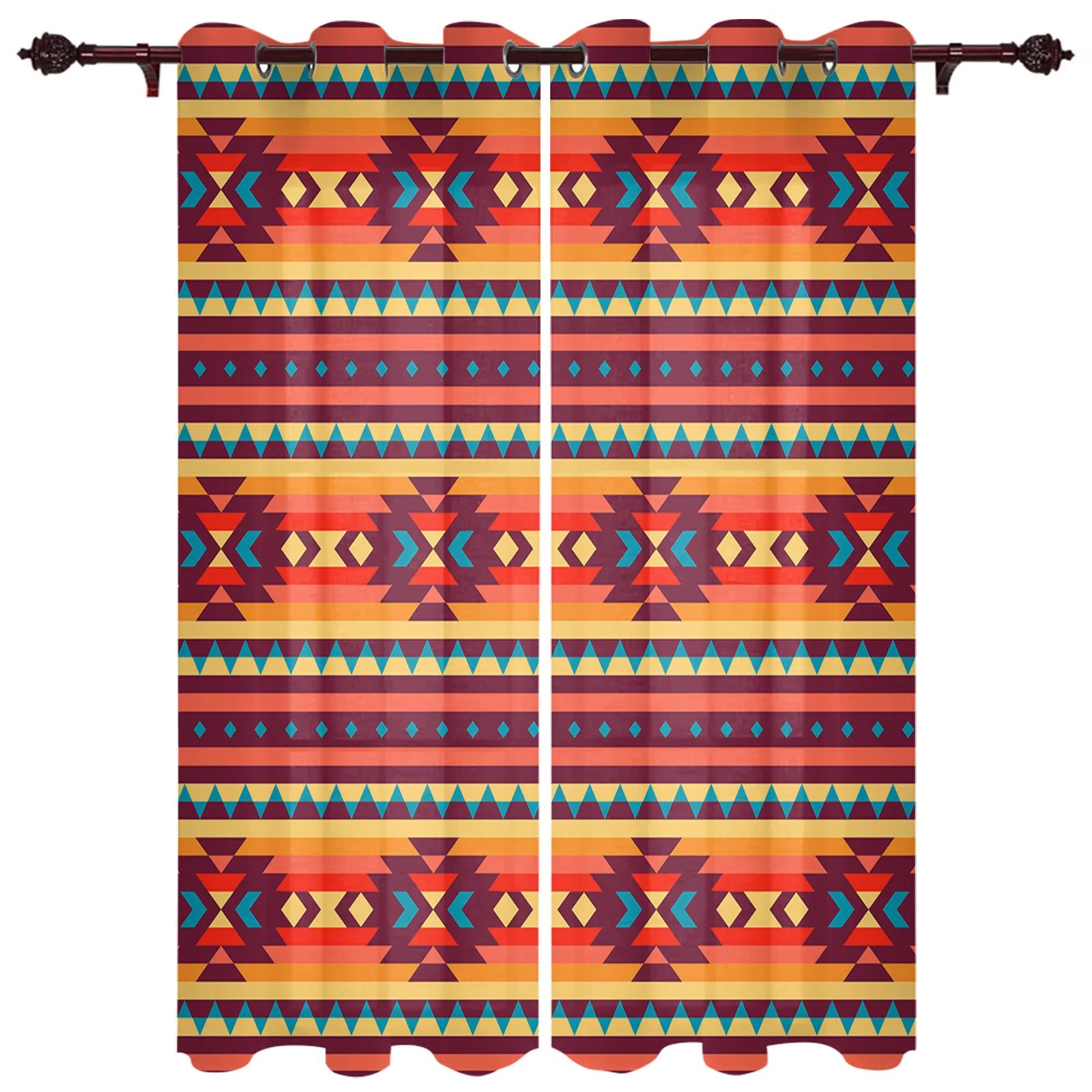 Boho Tribal Totem Fenstervorhang Moderne Vorhänge im europäischen Stil für Schlafzimmer Wohnzimmer Jalousien Fenster Hintergrund Vorhang 2 Panele 100W130H(CM)40x51in&Grommet Top