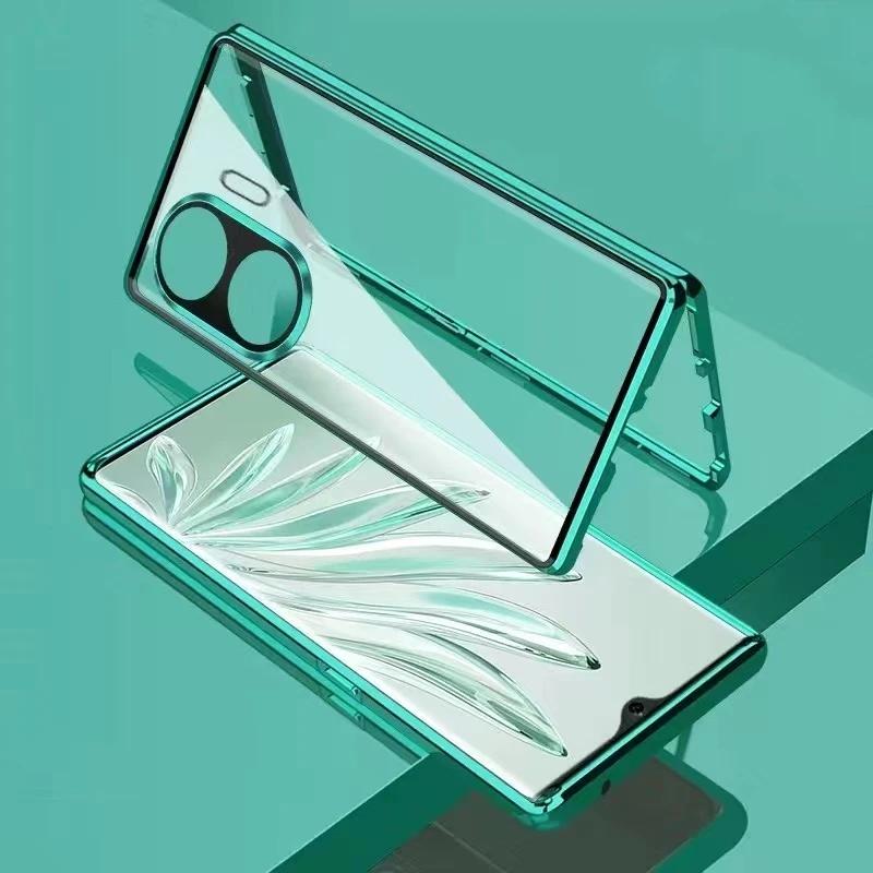 360 Magnetic Adsorption Phone Case for Huawei Nova 12 SE Metal Bumper + Tempered glass Back Cover for Nova 11SE shockproof Shell