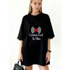 Oversized T Shirt Black Connected To Him Heart Signal Design For Casual Wear And Romantic Outfits