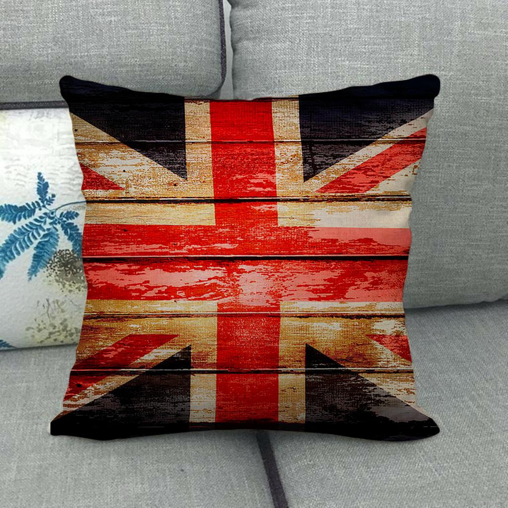 Retro-painted British Flag Digital Printing Short Plush Pillow Covers for Car Sofa Office Cushion Cover Home Goods 45x45cm