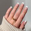 Hochwertige tragbare künstliche Nägel im Mandel-Nude-French-Stil – mittellange und lange Nagelspitzen