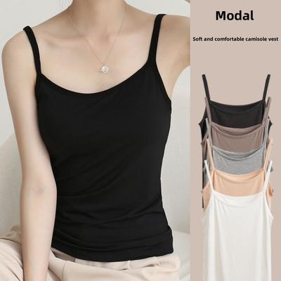 Versatile Modal Camisole for Spring and Summer, Women's Solid Color Slim Fit Elastic Bottom Shirt