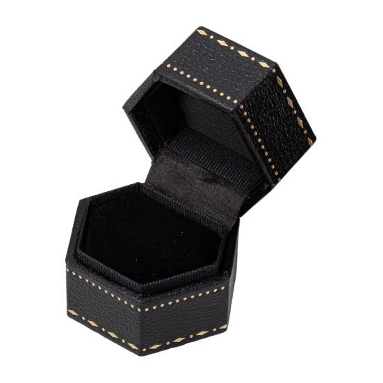 Boîte à Bague, Boîte Cadeau Hexagonale en Velours pour Bijoux, Compacte avec Protection en Éponge Douce Design Élégant, Boîte à Bijoux pour Fiançailles, Demande en Mariage, Mariage