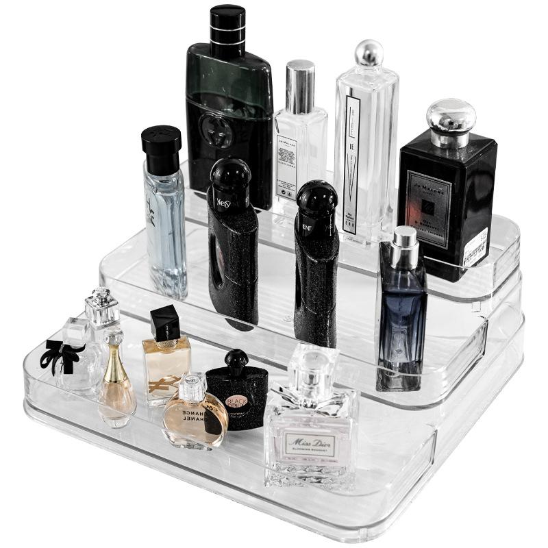 Desktop Perfume Shelf Dresser Cosmetics Storage Box Acrylic Light Luxury Ins Transparent Ladder Display Stand