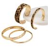 4Pcs Elegant Leopard Print Bangle Set Bohemian Style Open Bangle Stacking Bracelets  Jewelry Gift