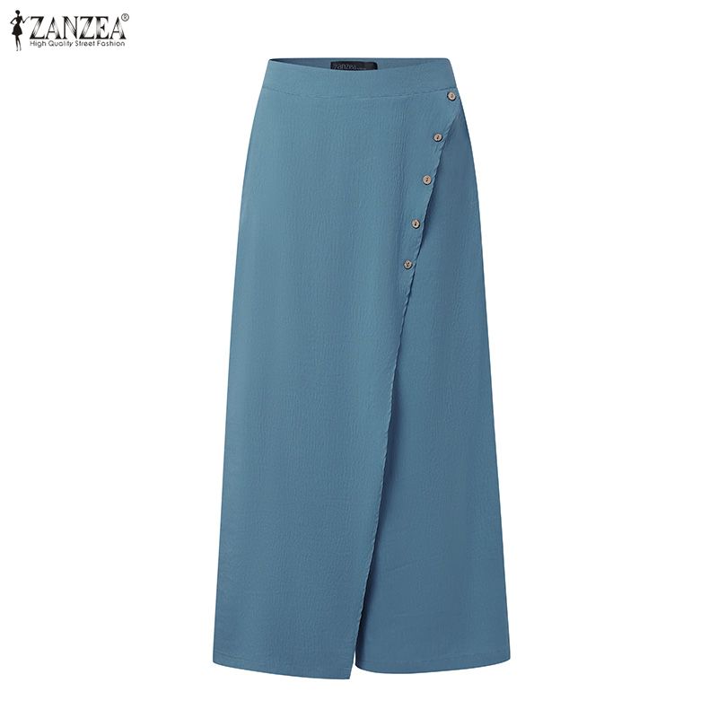 ZANZEA Women Casual Solid Color Loose Wide Leg Cropped Pants