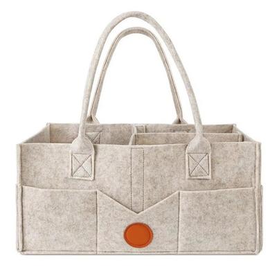 Children Diaper Storage Bag Large Capacity Felt Nursery Organizer Basket with Handle Mothers Bag Infant Diaper Bag